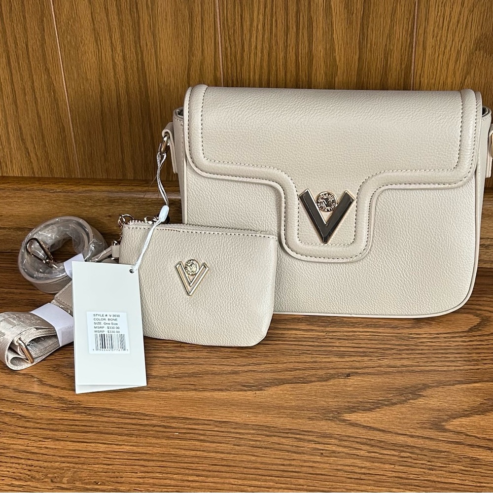 Valentino Orlandi Hand Bag & Crossbody Bag in Bone with gold hardware V-3030 NWT